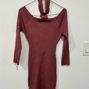 Off-Shoulder Ribbed Knit Dress